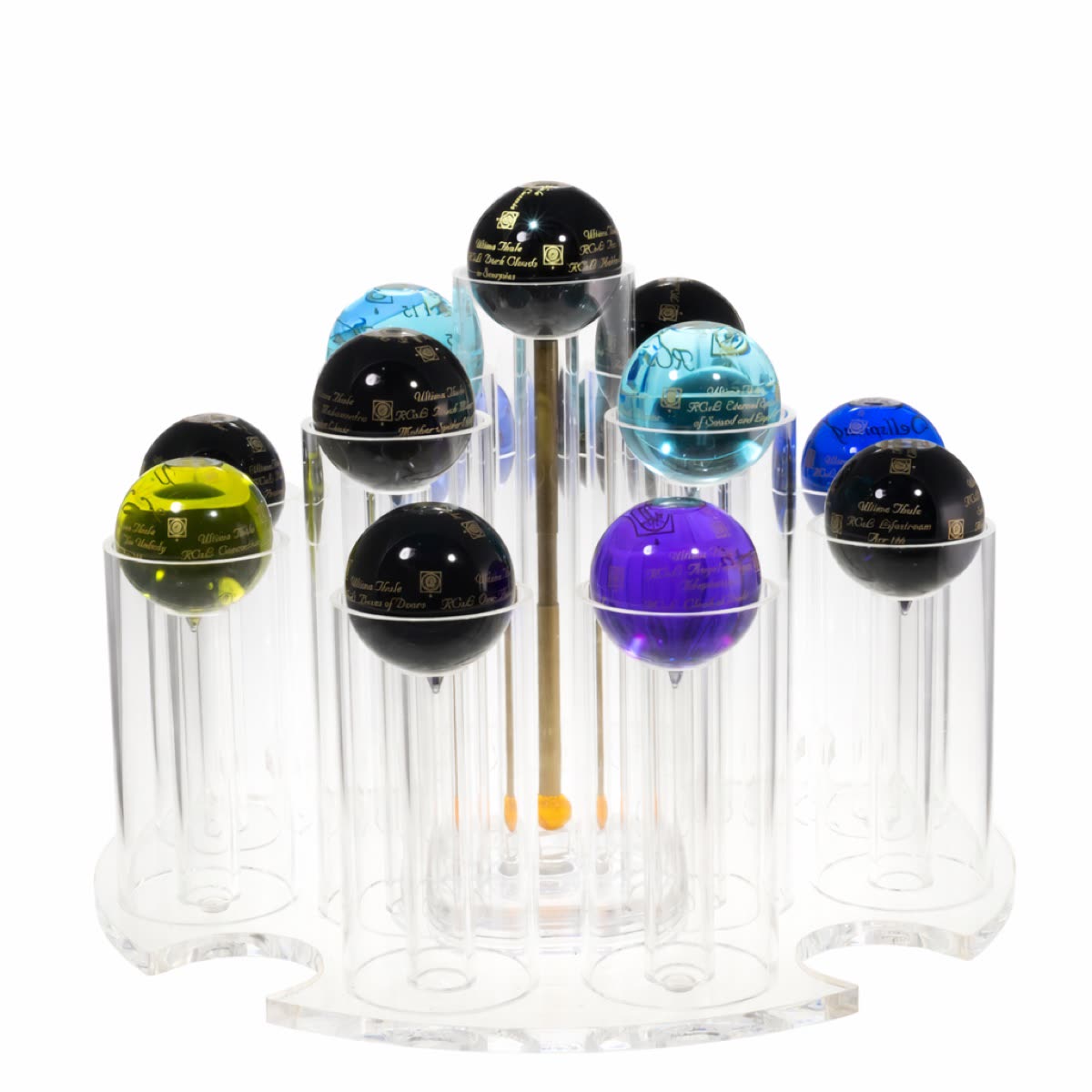 The Travelling Bubbler, a ring of jewel-coloured spheres